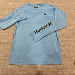 Hurley Boys XL Blue Long Sleeve UPF 50+ Sun Shirt Performance Tee Logo